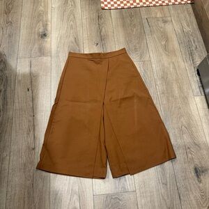 Tibi Brown Asymmetrical Cropped Pants Women’s Size 6